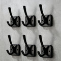 6-Pack Black Wall Hooks (Vintage Style, Easy Mount)