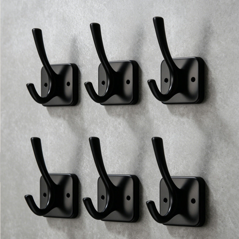 6-Pack Black Wall Hooks (Vintage Style, Easy Mount)