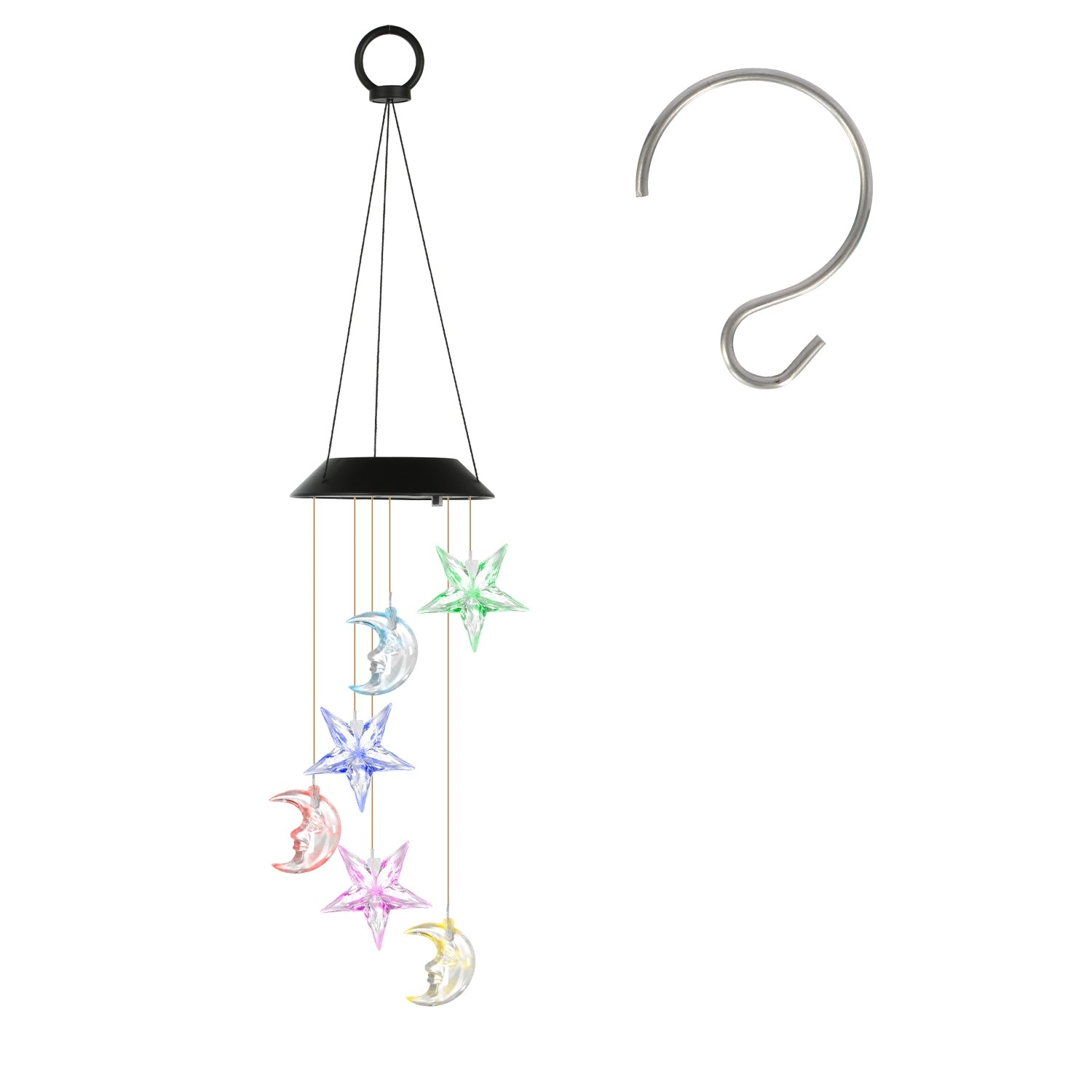 Solar Moon & Star Wind Chime (7-Color Garden Light)