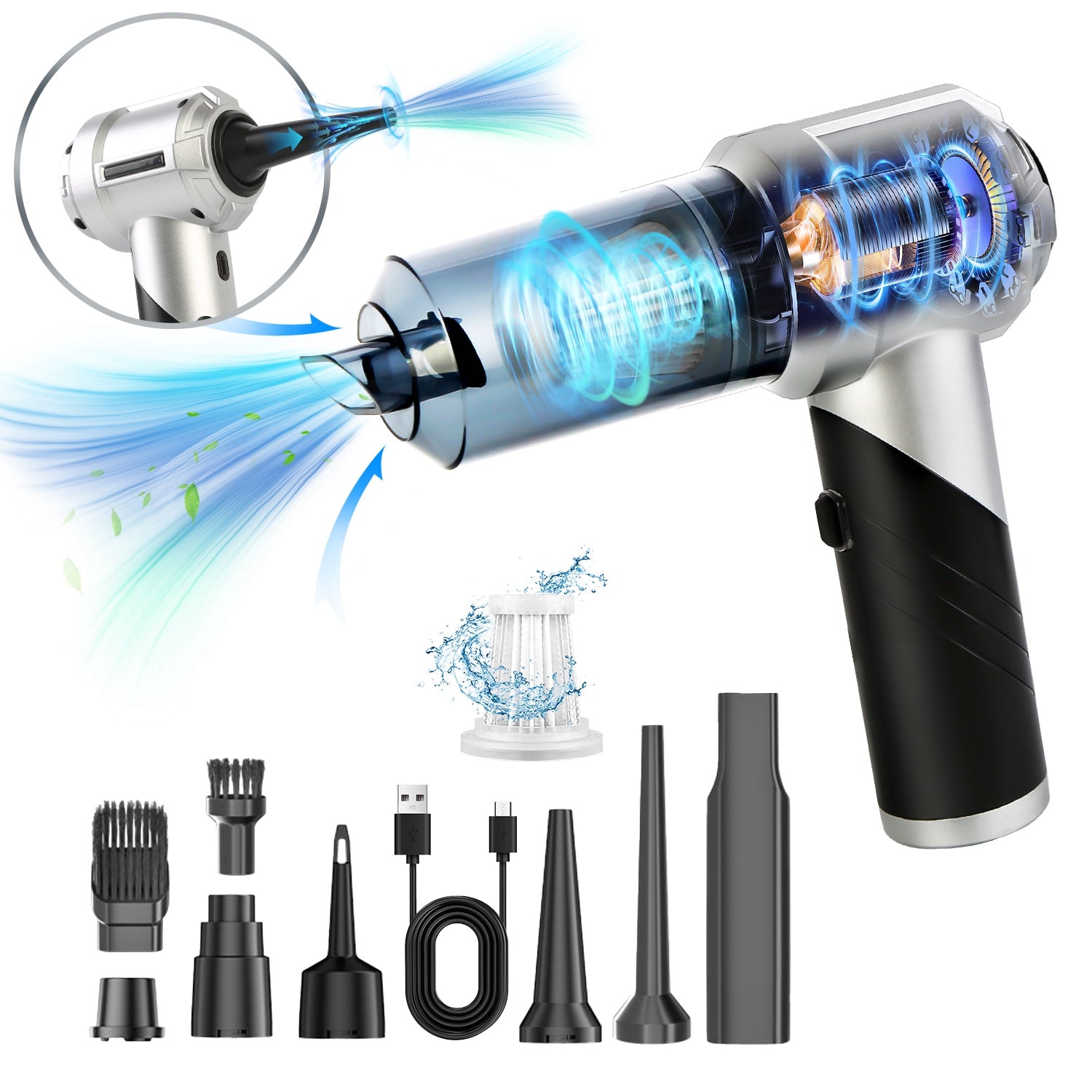 Cordless Handheld Vacuum (20,000Pa, Type-C Rechargeable)