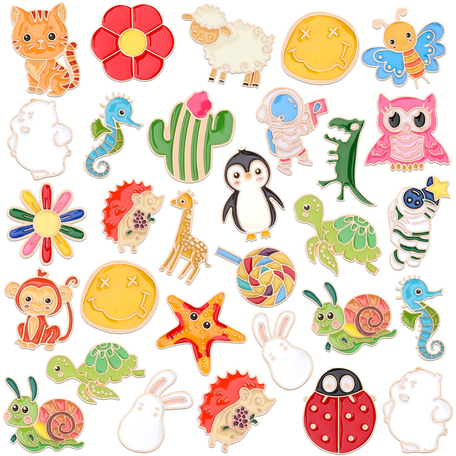 Enamel Pin Bulk Set (60pc, 30 Cartoon Styles)